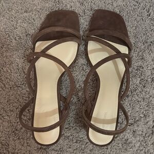 & Other Stories Sandals Brown Neutral Square Heel Strappy size 10